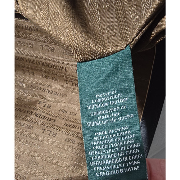 Lauren Ralph Lauren Raquel Medium Messenger Bag Leather Black Tan Trim $249 - Picture 14 of 14